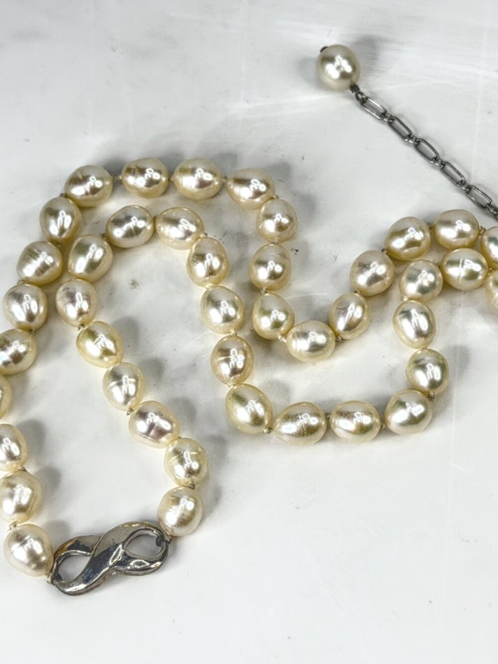 Vintage Tiffany & Co Sterling Silver Baroque Pearl Necklace  29.1gJ R2054